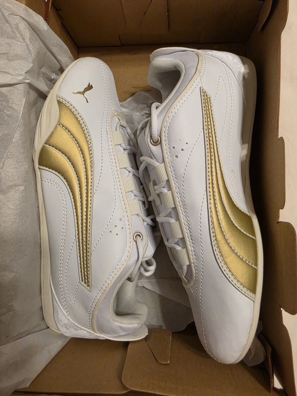 PUMA Women's White & Gold Low-Top Sneakers